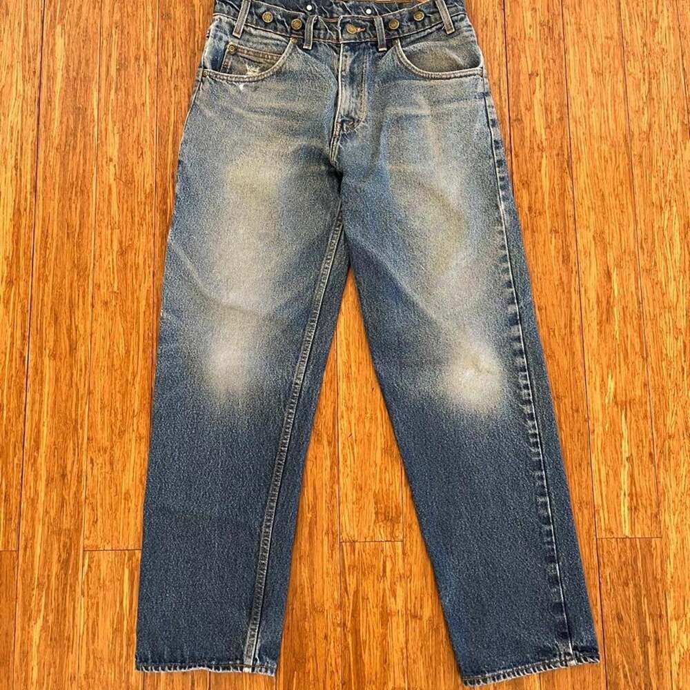 Prison Blues Blue Work Denim Jeans Heavyweight Workwear Suspender Buttons USA